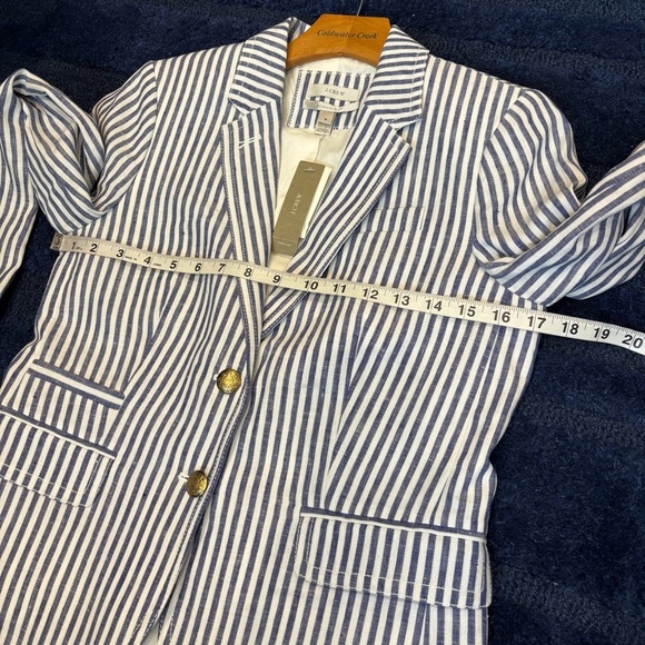 NWT J Crew Schoolboy Striped Linen Blazer blue white size 4 - Picture 8 of 10